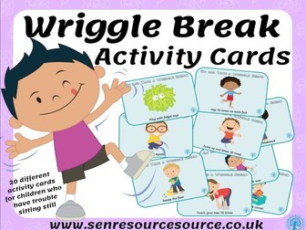 Wriggle Break Cards - to Support children who need movement breaks