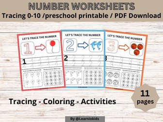 Preschool Numbers Workbook ,tracing worksheet