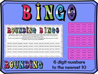 Rounding to the nearest 10 with 6 digit numbers BINGO