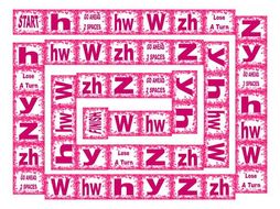Phonics Consonant Letters h-hw-w-zh-z-y Text Board Game
