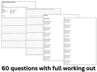 Speed, distance, time calculation questions and answers