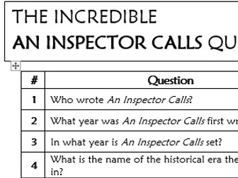 An Inspector Calls 75 Question Quiz