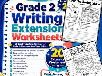 Grade 2 Writing Extension Worksheets | 20 Creative Writing Activities