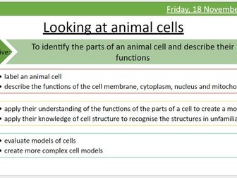 Year 7 KS3 Plant and Animal Cells including SEN