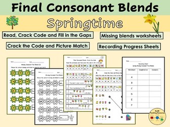 Final Consonant Blends Clusters Phonics Worksheets Gap Filling Cryptograms Spring