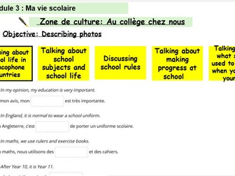New French AQA Higher GCSE Module 3 Ma vie scolaire Zone de Culture