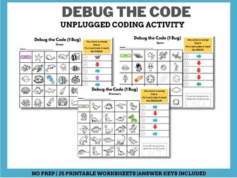 Debug the Code Worksheets | Unplugged Coding Activities for Kids