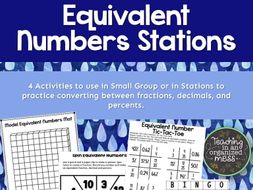 Equivalent Numbers Converting Fraction Decimal Percent Stations or Small Group