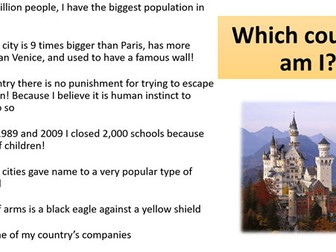 Geography Starter - Which Country am I?   (Pack 1)