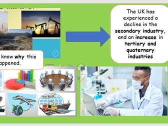 AQA PAPER 2 SECTION B. UK causes of economic change, post-industrial economy, sustainable industry