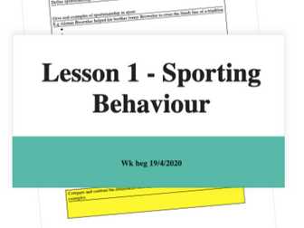 Edexcel 1-9 GCSE PE - Socio-cultural influences - Sporting Behaviour