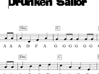 Sea Shanty Drunken Sailor Keyboard Sheet Music