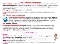 Psychopathology Revision (AS Psychology)