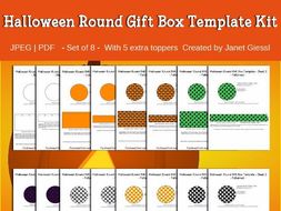 Halloween Round Gift Box Templates - Set of 8