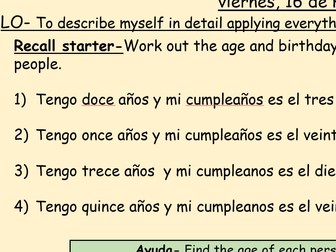 Year 7 Spanish- Lesson 7- Mi Familia y yo consolidation lesson