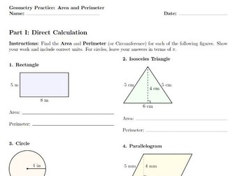 Geometry-Area, Perimeter and Circumference