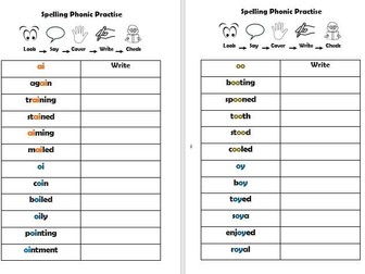 Sounds Spelling Practise - Look/Say/Cover/Write/Check