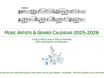 MUSIC GENRES CALENDAR 2025-26
