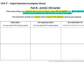 Unit 5: Specialist Subject Investigation (L3 BTEC Creative Digital Media production) Exam workbook