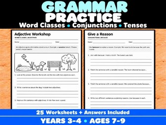 Grammar Practice Years 3–4 | Word Classes, Conjunctions and Tenses