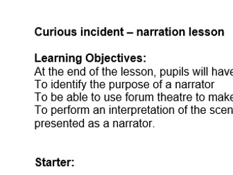 Drama Curious Incident of the dog Narration Lesson
