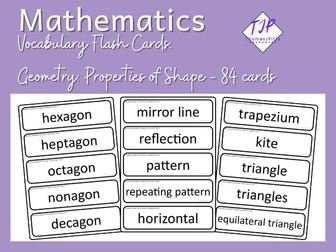 84 Geometry - Properties of Shape Vocabulary Cards