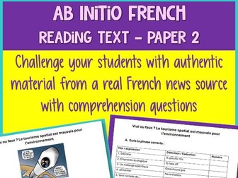 IB French Ab Initio Reading Text | Exam Practice | Partage de la Planete