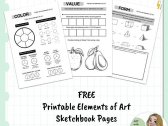 FREE Worksheets for Elements of Art Sketchbook