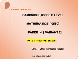 CAMBRIDGE IGCSE O LEVEL MATHEMATICS [0580] FULLY SOLVED PAST PAPERS ...