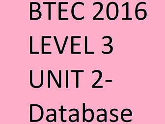 BTEC IT 2016 Full Unit 2 Course Creating Systems to Manage Information Level 3