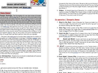 KS3 Drama Warm Ups and Games / Starters for Non Specialists