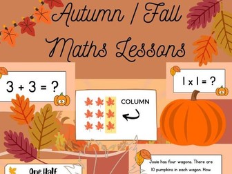 5 Complete Autumn Fall Themed Maths Lesson PowerPoint Presentations Addition Doubles, Multiplication