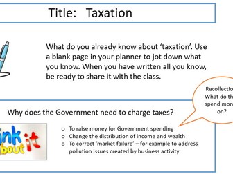 1.5.4 Edexcel GCSE Business - Taxation (plus additional content)