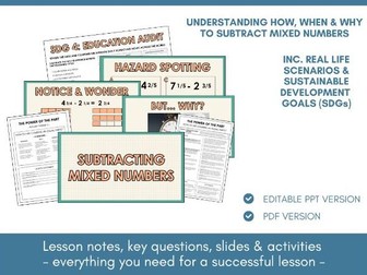 Subtracting Mixed Numbers | Fractions | Lesson Notes, Slides & Activities