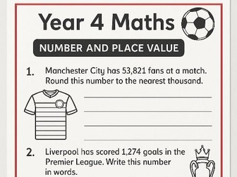 Year 4 (p5) Football Word Problems Number