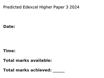 Predicted Paper 3 Higher 2024 Edexcel