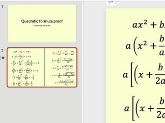 Proof of the quadratic formula using completing the square