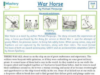 War Horse by Michael Morpurgo Comprehension KS2