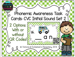 Phonemic Awareness Task Cards: CVC Initial Sound Set 2