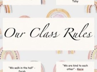 Rainbow theme classroom rule display 