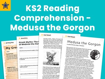 Medusa the Gorgon - KS2 Reading Comprehension Worksheets And Writing Prompt: Greek Myths
