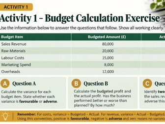 AS Business - 5.5.1 The meaning and purpose of budgets
