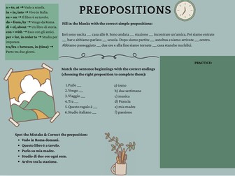 ITALIAN REVISION - Prepositions & Articulated Prepositions B1