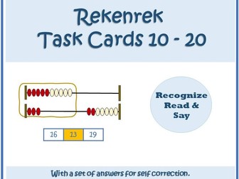 Rekenrek identify numbers from 10 to 20 with a set of answers for self correction