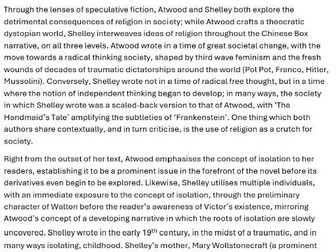 English literature A-level A* essay (Frankenstein and The Handmaid's Tale)