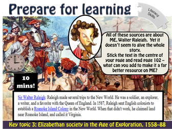 Edexcel Early Elizabethan England 1558-88 Key topic 3:  Significance of Raleigh's voyages