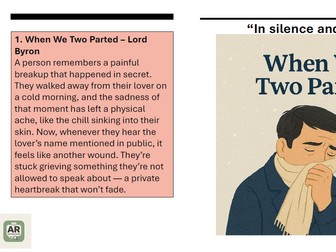 English Lit AQA 'Love and Relationships' Revision aid