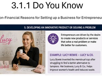 3.1.1 Q&A Non-Financial Reasons for Setting Up a Business AQA Business New Specification