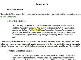 'Zooming In' for quotes and explanations