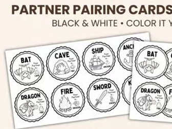 Partner Pairing Cards | Colour Your Own Matching Cards